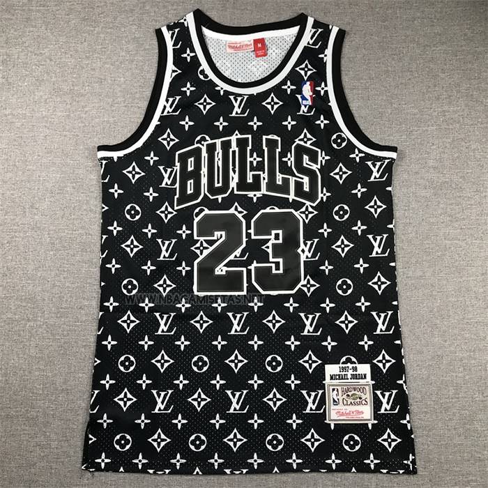 Camiseta Chicago Bulls x LV Michael Jordan NO 23 Mitchel & Ness 1997-98 Negro